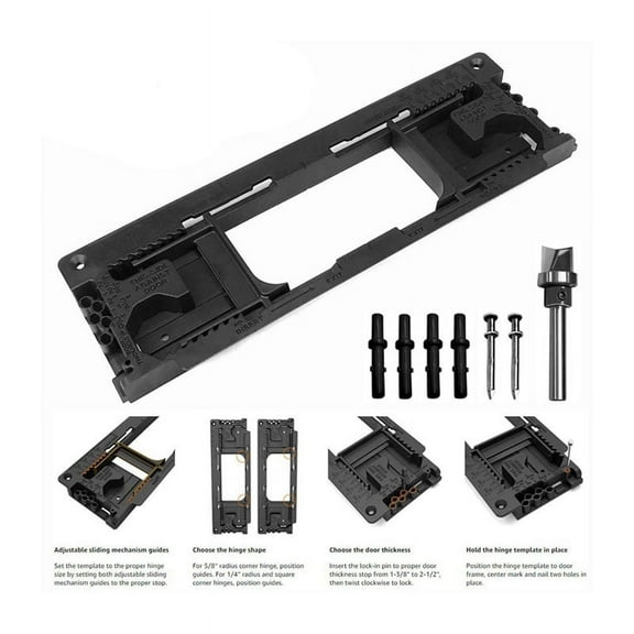 Door Hinge Jig, Door Hinge Template with 8 Hinge Sizes From 2-1/2in to 6in and 5 Door T mj3982