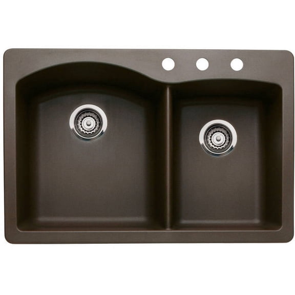blanco 440213-3 diamond 3-hole double-basin drop-in or undermount granite kitchen sink, cafe brown