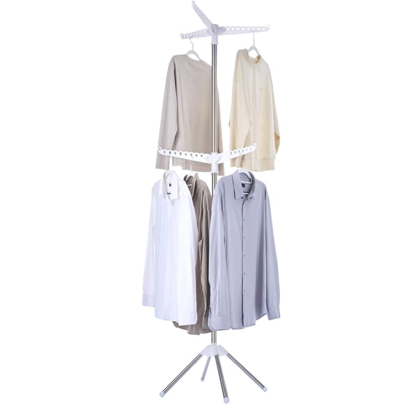Tendedero de ropa CASAMAYA, plegable, 2 niveles, 190 cm, blanco/plateado