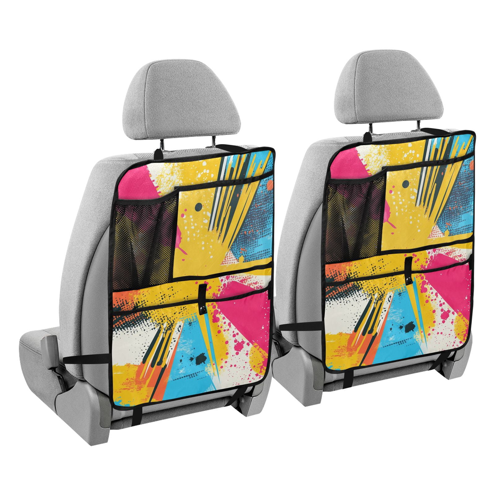 Abstract colorful grunge art 38 Pack Backseat Protector Seat Covers for Your Car, SUV, Minivan or Truck Seats - Vehicle Back Seat Safety Accessories - Universal Fit Automotive Interior Protectors