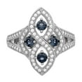 thumbnail image 4 of Brilliant Embers Sterling Silver Rhodium-plated 84 Stone Blue and White Micro Pav‚ CZ Ring, 4 of 6