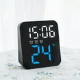thumbnail image 2 of Reloj despertador digital para dormitorio, LED, silencioso, de escritorio, moderno, con brillo ajustable. Azul, 2 of 9