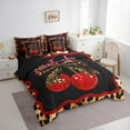 thumbnail image 3 of Manfei Leopard Print Bowknot Bedding Comforter Set 7pcs for Teens, Kawaii Cartoon Cherry King Bedding Sets, Lucky Funky Reversible Bed Sheets, Super Cozy Room Decor, 3 of 7