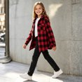 thumbnail image 5 of Tiijoy Girls Plaid Hooded Wool Blend Shacket Button-Down Shirt Jacket, Red, Sizes 4-13, 5 of 5