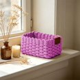 thumbnail image 6 of Woven Rope Storage Basket Wicker Baskets ,Natural Paper Rope ,Decorative Storage for Countertop Toilet Paper Basket for Toilet Bedroom Kitchen Small Baskets,Pink,9.1x6.7x4.7in M, 6 of 6