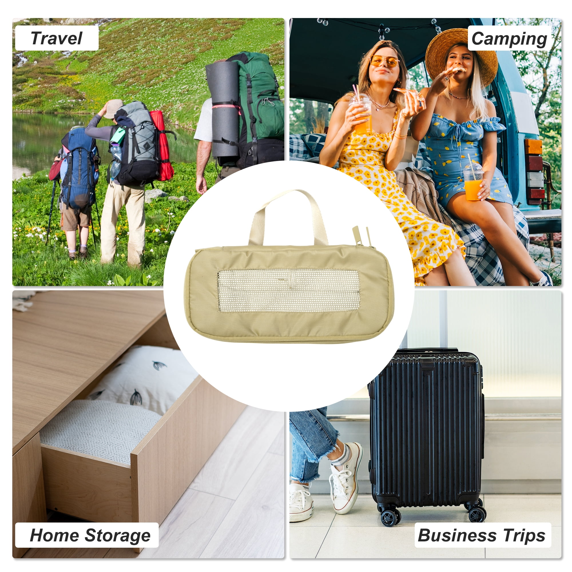 Unique Bargains Portable Packing Cube 1pc Organizer Khaki 10.63"x4.72"x4.72"