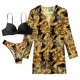 thumbnail image 1 of Gibobby Conjunto de traje de baño de bikini Traje de baño para mujer Cubrirse Sexy Frente abierto Bikini de playa Traje de baño Kimono Cubrir Ropa de pla(Amarillo,XL), 1 of 4