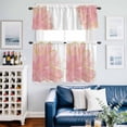 thumbnail image 2 of Pink Gold Kitchen Curtains Sets for Windows 24 Inch Length, Boho Modern Abstract Minimalist Aesthetic Flower Rod Pocket Window Treatments Tier Curtains and Valances Set for Bedroom/Bathroom, 2 of 8