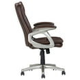 thumbnail image 3 of Sealy Brown Faux Leather Mid Back Swivel Office Chair with Fabric Upholstery, 3 of 9