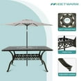 thumbnail image 5 of MEETWARM 7-Piece Outdoor Patio Dining Set, All-Weather Cast Aluminum Patio Conversation Set for Backyard Garden Deck with 6 Cushioned Swivel Rocker Chairs, 1 Rectangular Table, Chili Red, 5 of 7