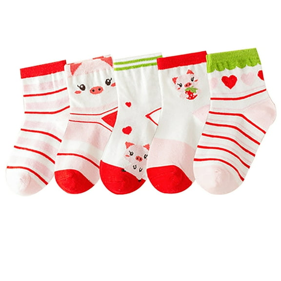Generic Socks for Boys 5PC Socks Baby Mid Tube Floor Socks Spring Summer Girls Zodiac Socks for All Seasons Non-Slip Fashion Casual Breathable ﻿(3-5 Years,AB)