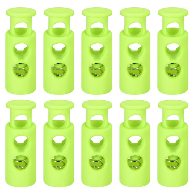 Unique Bargains 30Pack 4mm Cord Lock Plastic Double Hole Spring Toggle Stoppers, Light Green