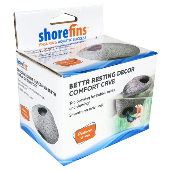Shorefins Betta Comfort Cave Hideout, Resin Aquarium Décor 4.25" Small for Smaller Fish Breeds