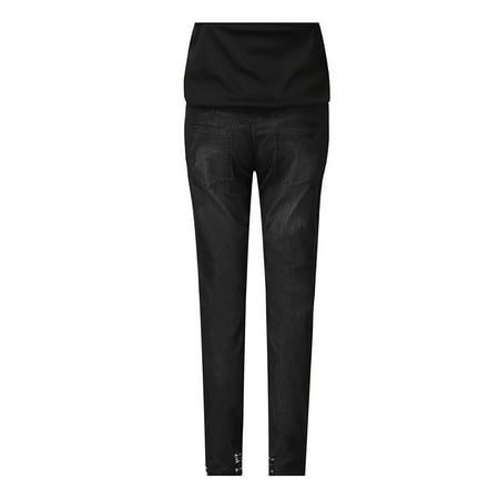 

High Jeans Hole Flares Fashion Solid Pants Color Trouser Ankle Women Plus Size Pants Breathable Maternity Pants