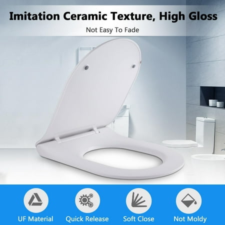 Toilet Seat with Cover, Soft-Close, Quick-Release, Ultra-thin for Easy Cleaning. Fits All Manufacturers Toilets