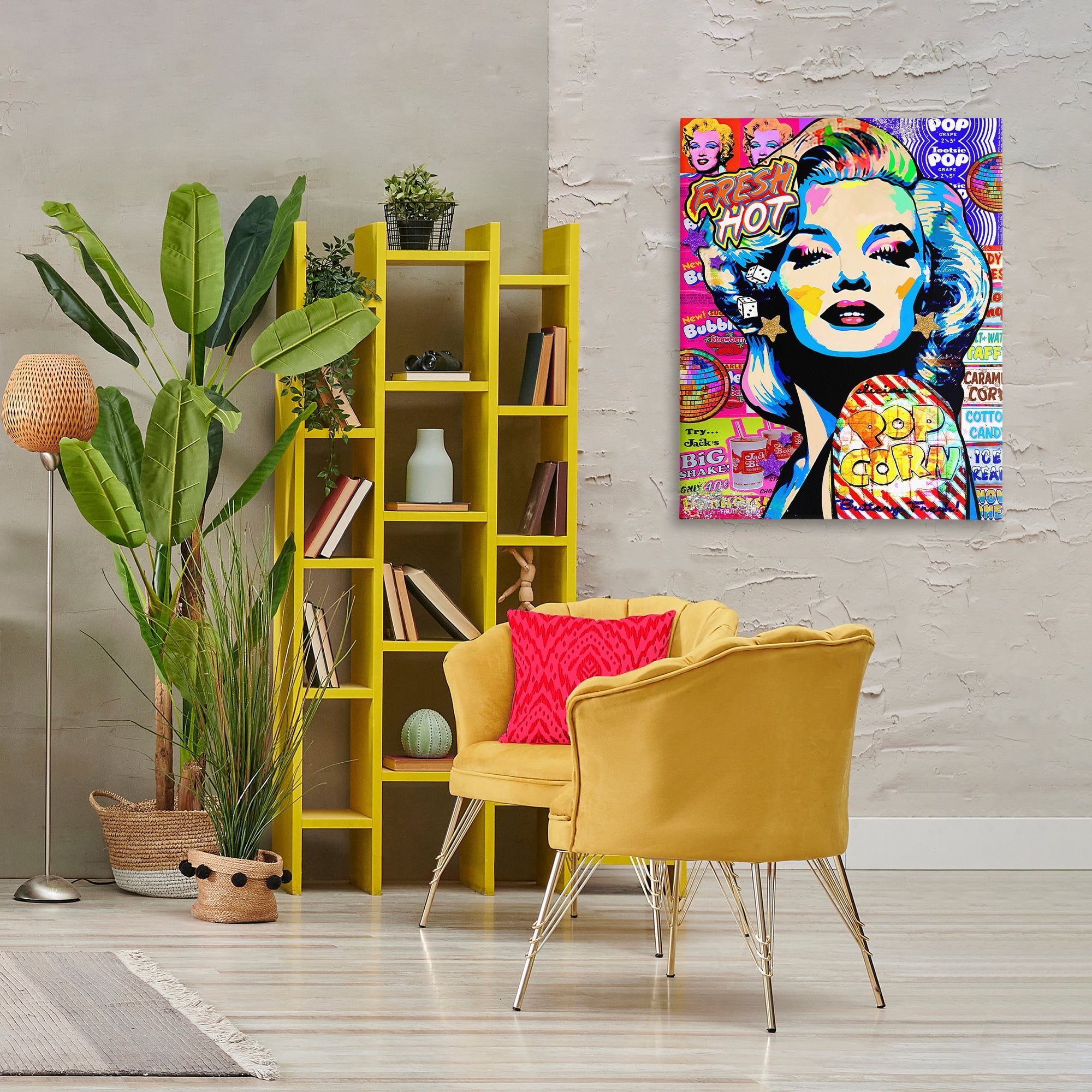 Stupell Industries Groovy Pop Style Marilyn Abstract Painting Wrapped Canvas Art Print Wall Art, 30 x 40