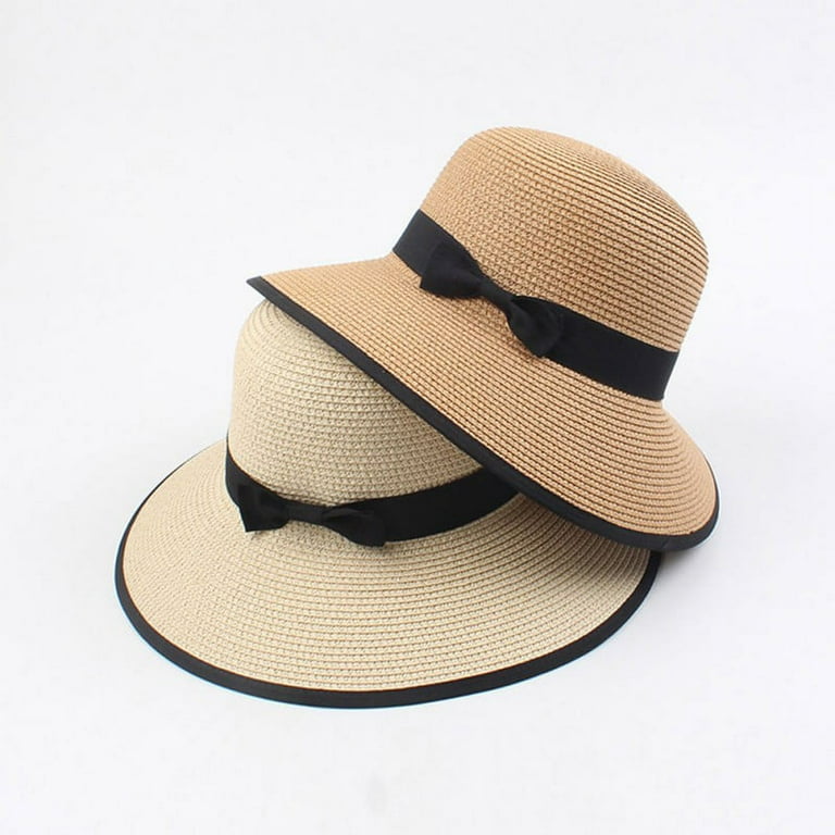 Womens UPF50 Foldable Summer Panama Hat Wide Brim Fedora Sun Straw