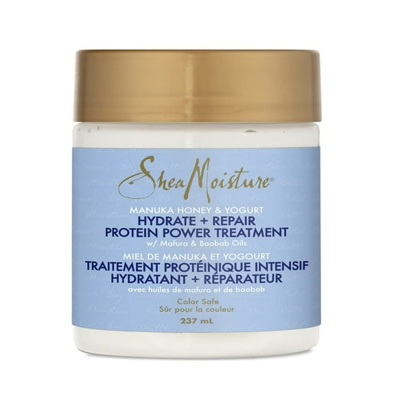 Pack of 2 Shea Moisture Hydrate + Repair Protein Power Hair Treatment for dry, damaged hair Manuka Honey & Yogurt sulfate-free deep conditioner 237 ml