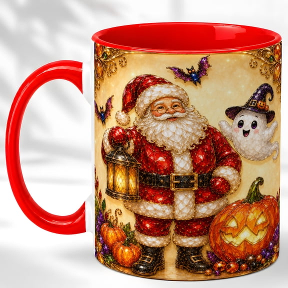 Halloween Holiday Coffee Mug, Pumpkin Ghost Mug, Ceramic 11 oz