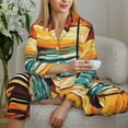 thumbnail image 6 of KLL Beach Umbrella Sunset Print Women's Long Sleeve Pajamas with Pants Sleepwear Loungewear 2 Set-XX-Large, 6 of 8