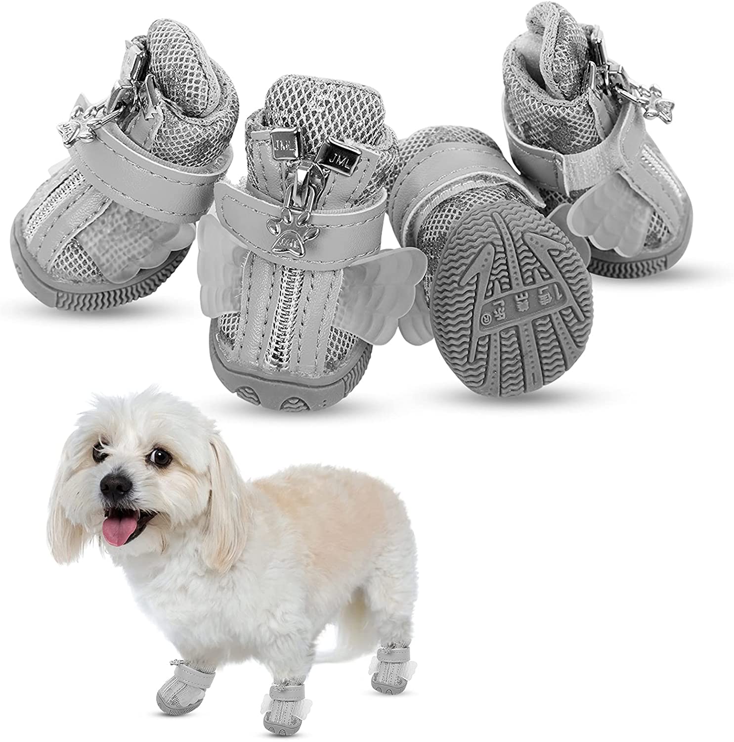 Delan Small Dog Shoes for Hot Pavement, Summer Mesh Dog Booties with