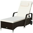 thumbnail image 2 of Gymax Cushioned Outdoor Wicker Chaise Lounge Chair w/ Wheel Adjustable Backrest, 2 of 9