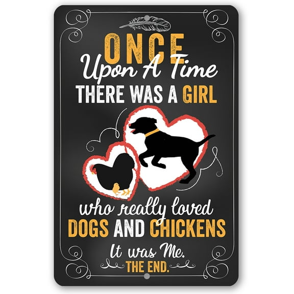 Chicken Coop Sign - Girl Who Really Loved Dogs and Chicken - Durable Metal Sign - Use Indoor/Outdoor - Makes a Cute Dog Lover Chicken Farm Decor and Gift Under $20 (8" x 12")