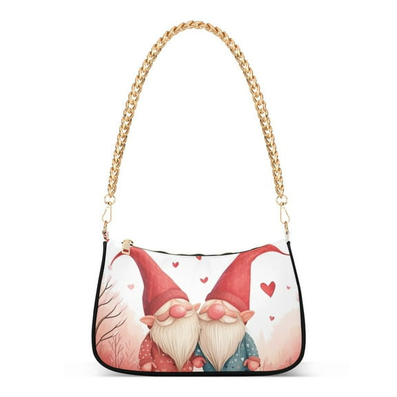 Gnomes Hearts PinkWomen Small Shoulder Bag Crossbody Tote Hobo Bags Purse Clutch Handbags with Chain Strap for Women