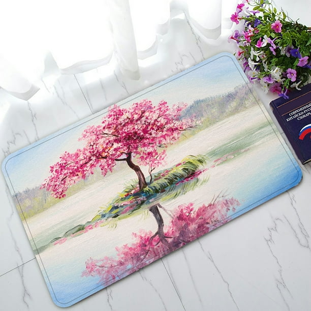 Phfzk Oil Painting Landscap Doormat Cherry Blossom Tree Pink Doormat Outdoors Indoor Doormat Home Floor Mats Rugs Size 30x18 Inches Walmart Com Walmart Com