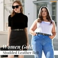 thumbnail image 5 of WHIPPY Women's Leather Belt for Jeans Dresses Ladies Studded Black Leather Belts, 5 of 9