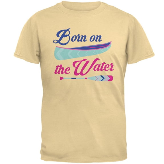 Summer Sun Born on the Water Kayak Mens Organic T Shirt Yellow Haze MD