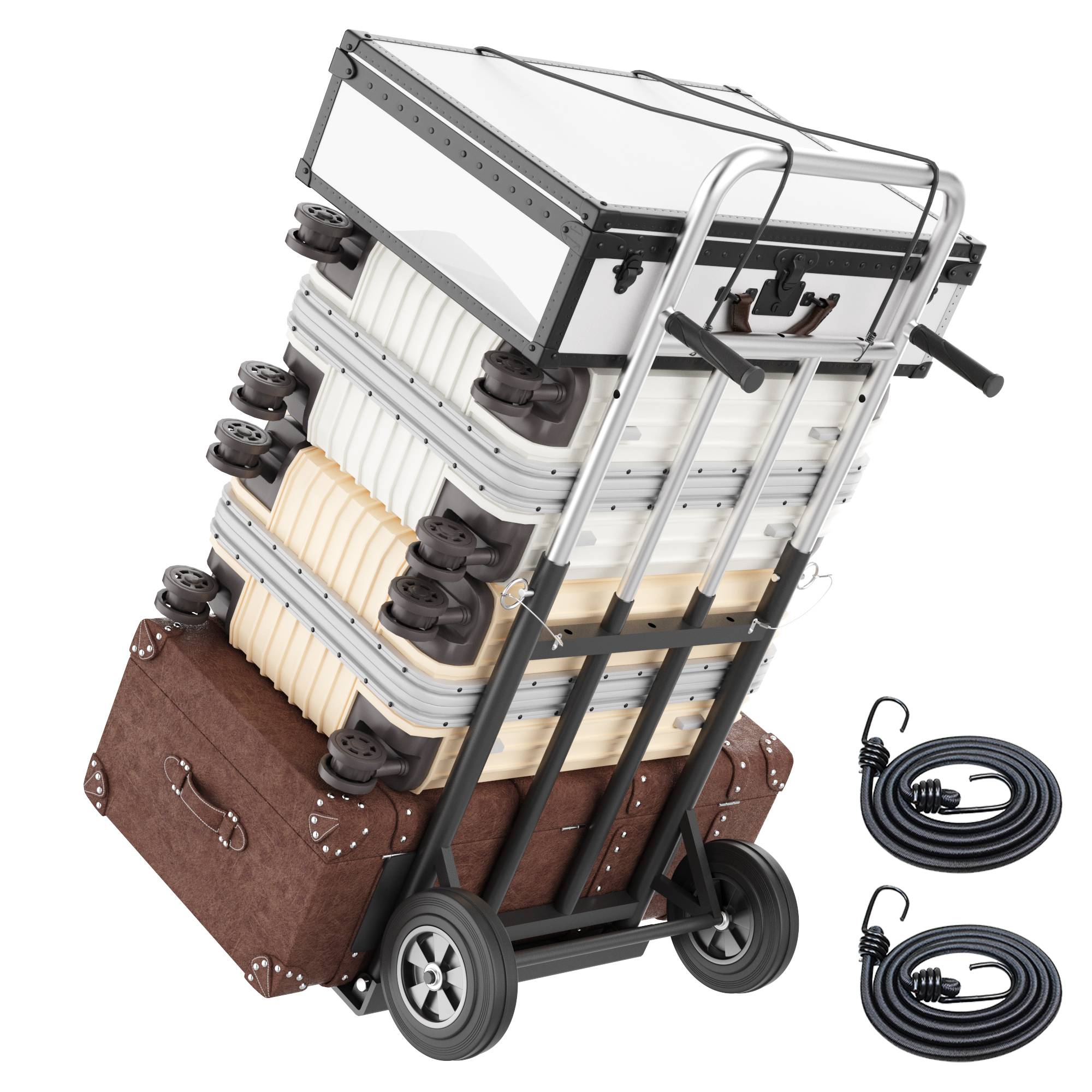 HOHYN Folding Hand Truck Dolly - 600 LB Load Rating, Heavy-Duty Wheels and Compact Design for Moving Heavy Loads in Offices,Warehouses , Shopping, and Homes