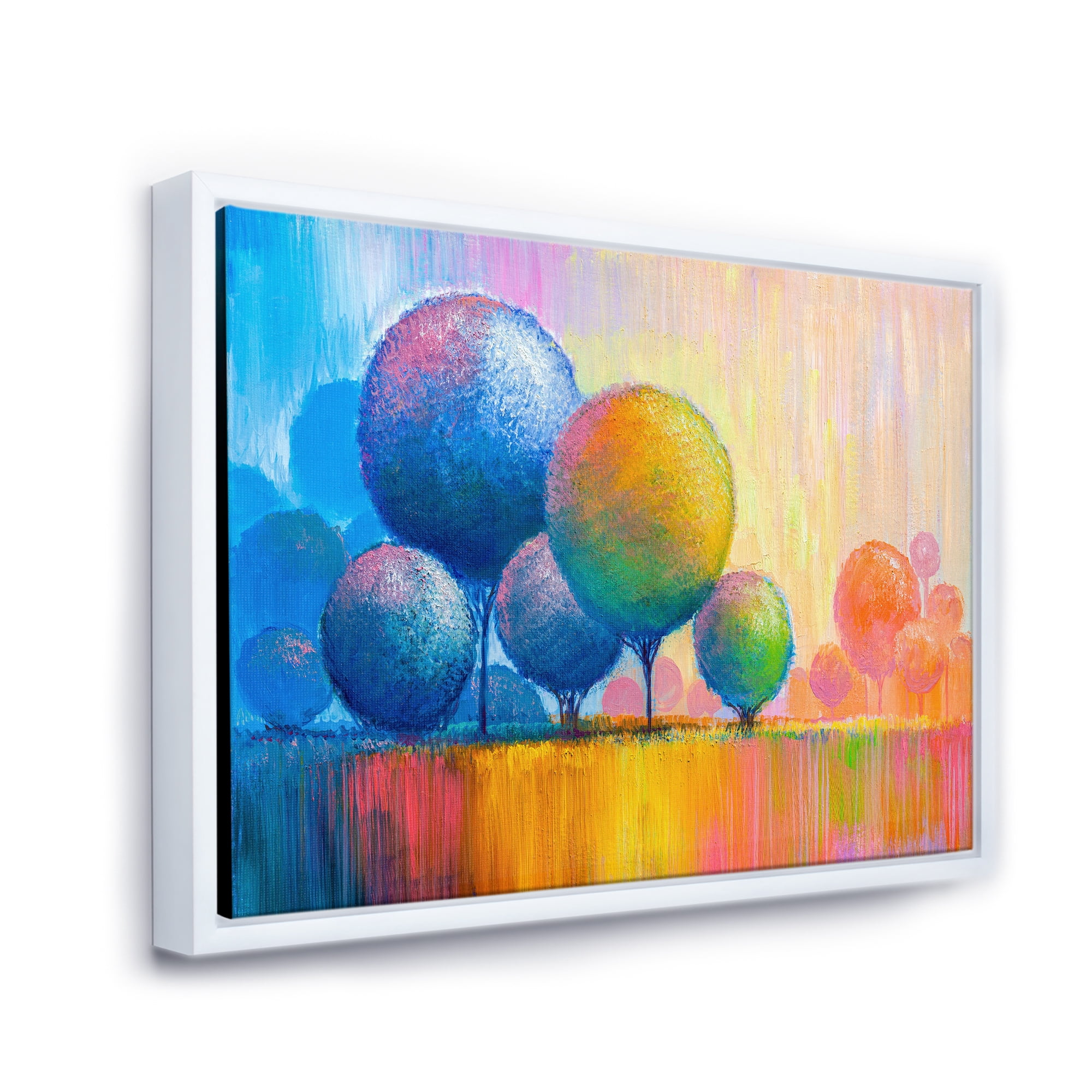Designart 'Ornamental Colourful Trees VII' Modern Framed Canvas Wall Art Print