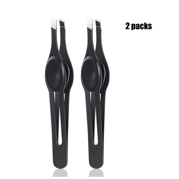 Valatala 2Pcs Wide Non-Slip Grip Slant Tip Tweezers Stainless Steel Slant Tweezer Precision Tip Hair Clip Tweezer