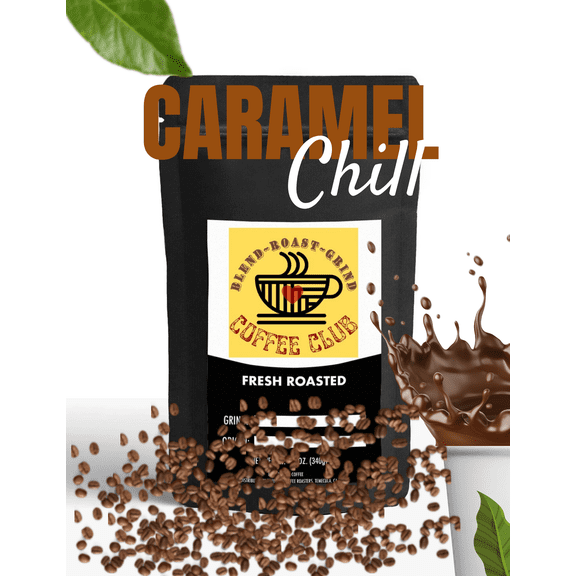 Blend Roast Grind Coffee Club- Caramel Chill All-Natural Sweet Buttery Caramel Flavor Medium Roasted Coffee