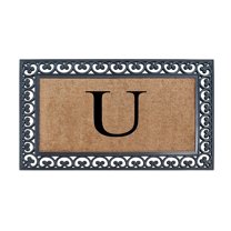 A1HC 30"x48" Natural Coir & Rubber Paisley Monogrammed Door Mat, Heavy-Duty, Low-Profile, Anti-Shed Outdoor Entrance Mat