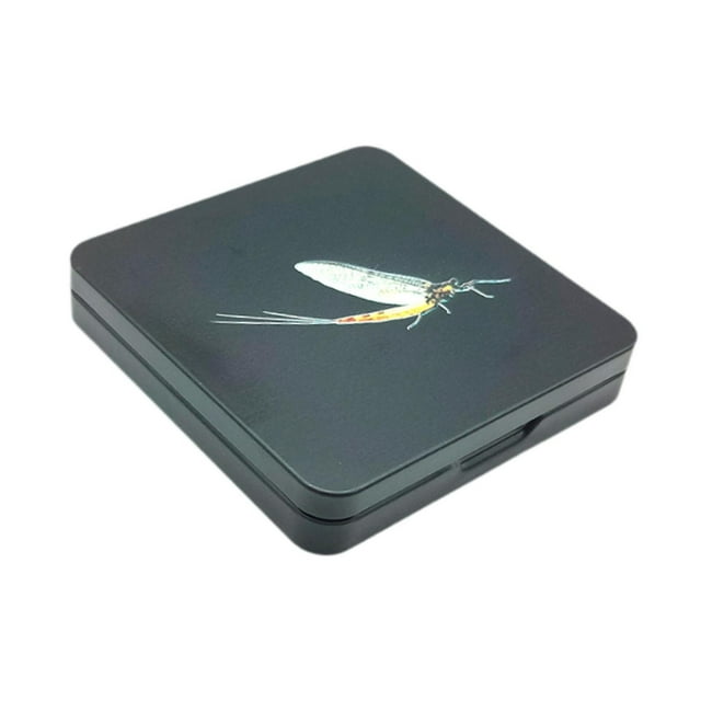 S SERENABLE Fly Fishing Box Tackle Box 16 Slots Gear Fishing Lure Hook Storage Container Storage Organizer for River Bank Winter Ice Lake black