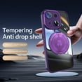 thumbnail image 4 of Allytechgroup iPhone 14 Case with Tempered Glass Lens Protector, Ring Holder Kickstand Shockproof Drop Protection Scratch Resistant Anti-Yellow Clear Back Case Cover for Apple iPhone 14, Darkpurple, 4 of 9