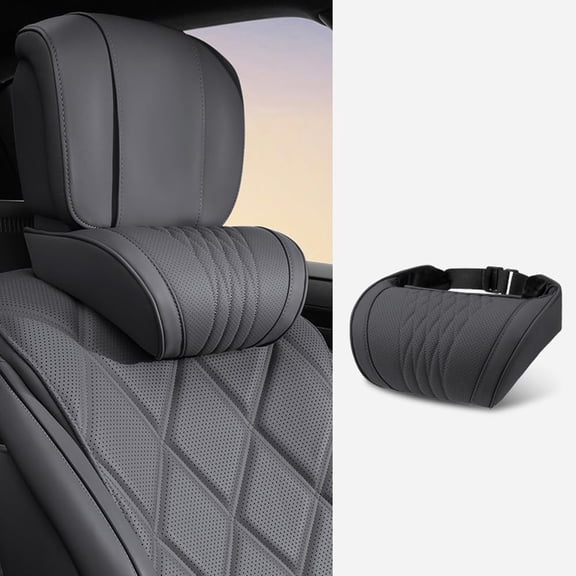 Memory Foam Car Headrest Pillow, Headrest Neck Pillow for Car, Soft Leather Support Cushion for Drivers, SUV Travel & Office Chair