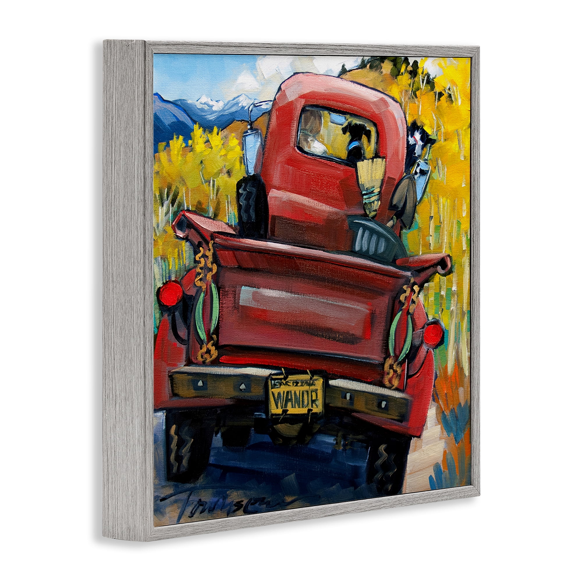 Stupell Industries Wander Truck Through Wheat Grass Gray Framed Giclee Art, design by CR Townsend