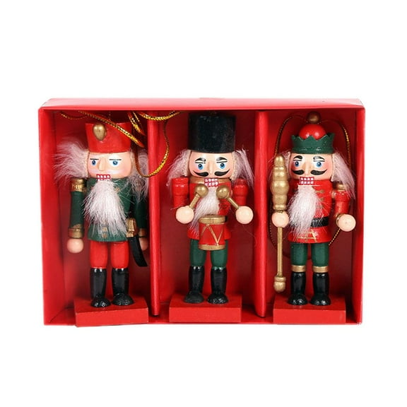 10cm Mini Wooden Nutcracker Soldier Ornaments Xmas Hanging Decor
