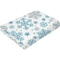 thumbnail image 2 of Winter Snowflakes Throw Blanket Cozy Soft Christmas Xmas Blanket for Couch Sofa Chair Bed Fuzzy Thermal Fleece Travel Blankets 80 X 60 in Home Holiday Decoratives, 2 of 6
