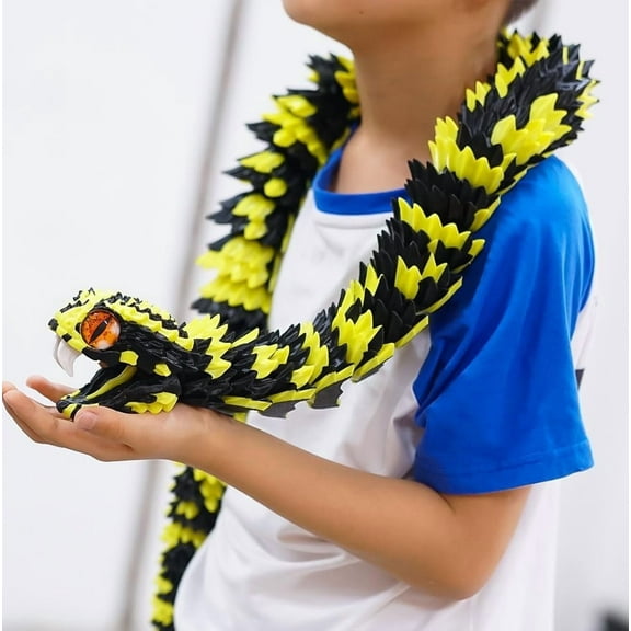 47.5inch Super Large 3D Printed Snake Models,Movable Teeth,Flexible Joint Animal lacertid Figurines, Stress Relief, Fidget restlessness, ADHD Toys, Surprise Fantasy Gifts