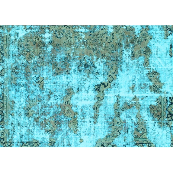 Ahgly Company Indoor Rectangle Abstract Light Blue Modern Area Rugs, 2' x 4'