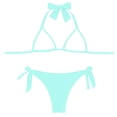 thumbnail image 6 of MLQIDK Women's Two Piece Bikini Set Halter Neck Swimsuit Push Up Top High Waisted Bottoms Tummy Control Drawstring Swimwear 2026 Summer Beach Bathing Suit Cyan XL, 6 of 6