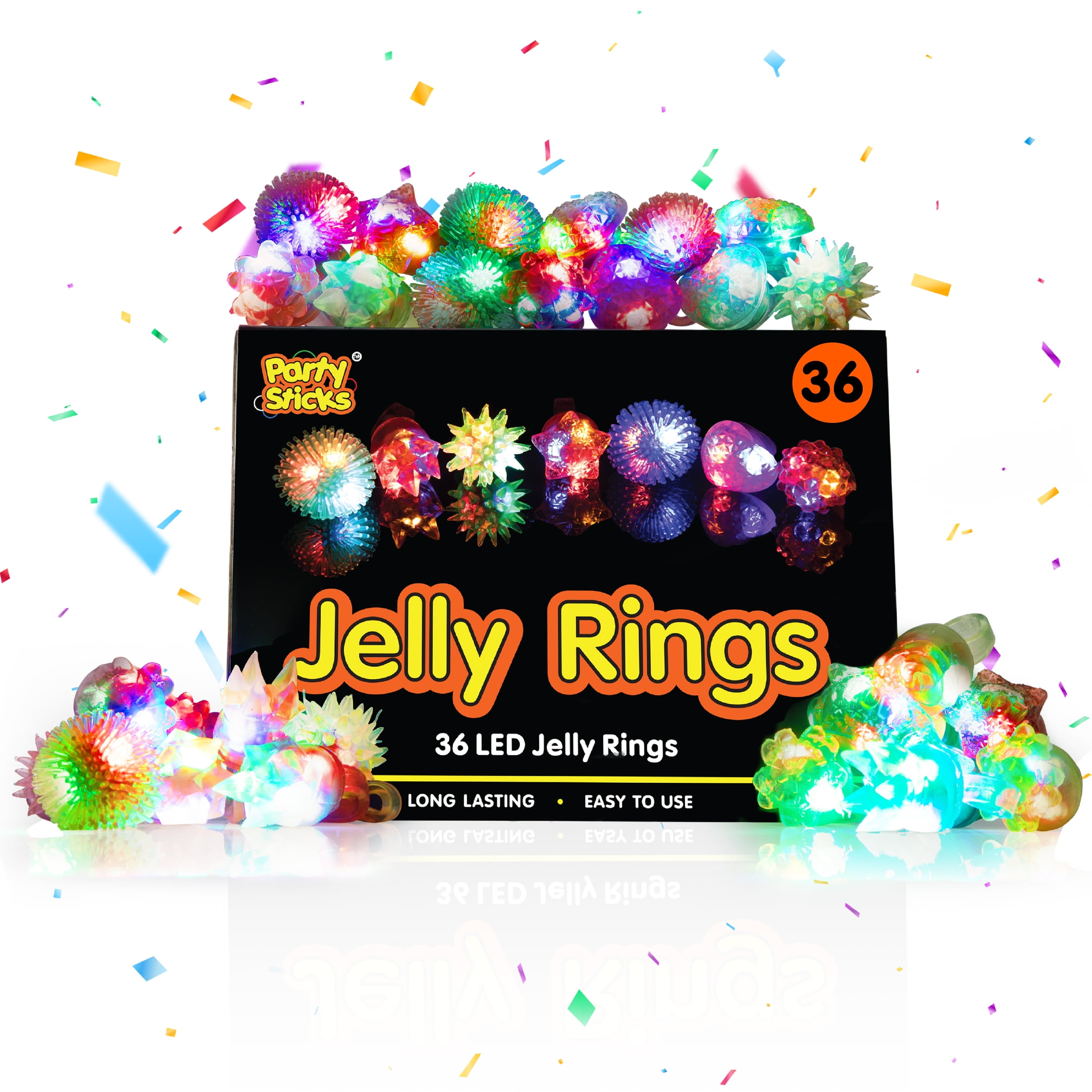 New 24 Ghost Flashing LED Jelly Rings Light Up Finger Glow Toy Party Bag Favors 