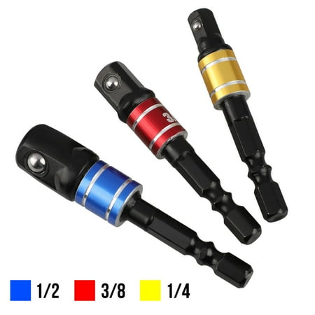 3/8' Drive Impact Locking Extension Impact Grade Socket Wrench Adapter Set, 3Pcs Hex Socket Adapter Bit 1/4