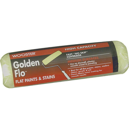 Wooster GOLDEN FLO High Capacity Paint Roller Cover, 1/2 in Nap, 9 in L, Knit Fabric