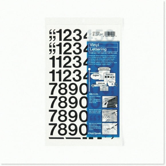 VinylVerse Adhesive Digits - Bold Black, 1-Inch Height, 44/Pack