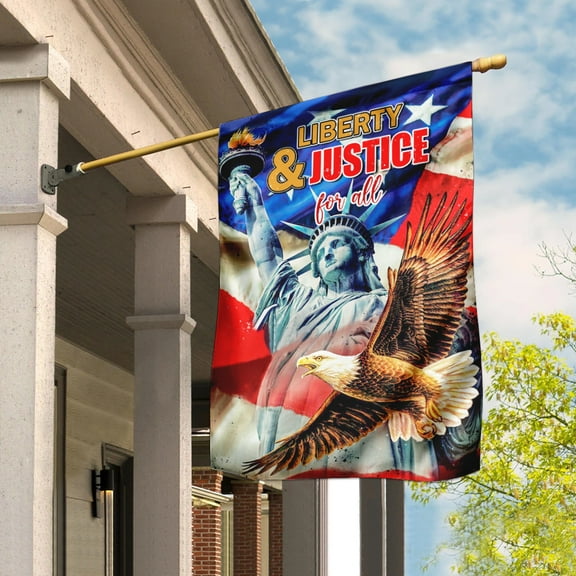 Flagwix American Flag Liberty & Justice For All 4th July American Flag Polyester Double-sided Printed House Flag